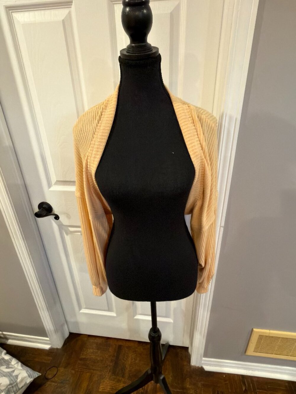 Project Social T Ribbed Knit Loungewear Set - Cardigan & Shorts Yellow SZ Small